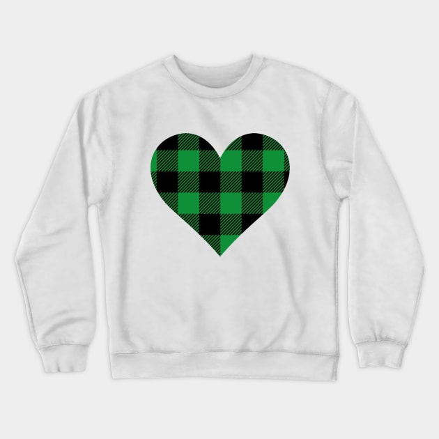 buffalo plaid Green Heart Crewneck Sweatshirt by NewMerch